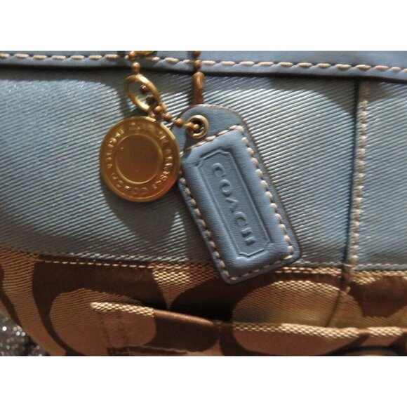 Coach 2007 Cursive Creed Limited Edition Signature Stripe Canvas & Leather Tote - Picture 11 of 13